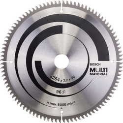 Bosch Powertools Kreissageblatt Multi Material, O 254mm, 96Z (Bohrung 30mm, fur Kapp- & Gehrungssagen)