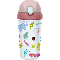 Chic Mic Bioloco Plant Butterflies & Friends Παιδικό Μπουκάλι Πλαστικό BPA Free με Καλαμάκι Λιλά 400ml