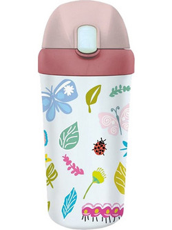 Chic Mic Bioloco Plant Butterflies & Friends Παιδικό Μπουκάλι Πλαστικό BPA Free με Καλαμάκι Λιλά 400ml