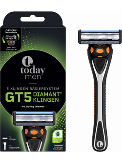Today Men GT5 Razor + 1 Blade - Ανδρικό Ξυραφάκι 5 Λεπίδων με Diamond Coating & Trimmer