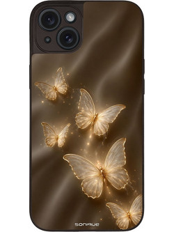 Sonique Diva Series Back Cover Gold Butterflies (iPhone 15 Plus)