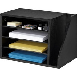 VEVOR Literature Organizer, Γραμματοκιβώτιο γραφείου 4 θέσεων με αποσπώμενα ράφια, Ξύλινος ταξινομητής γραμματοκιβωτίων με πλαϊνή κατακόρυφη αποθήκευση, πάγκος γραφείου Home Organizer για αρχείο, έγγρ