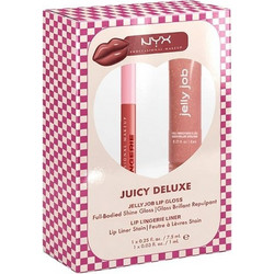 NYX PROFESSIONAL MAKE UP Juicy Deluxe με Jelly Job Lip Gloss Full-Bodied Shine Gloss, 7.5ml & Lip Lingerie Liner Stain, 1ml, 1σετ - Juicy Deluxe