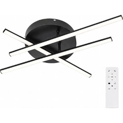 VenCore AxisX Black 7741-20017 - Μοντέρνο Φωτιστικό Οροφής Πλαφονιέρα LED 45W Μαύρο Αλουμίνιο με Ρυθμιζόμενο CCT Λευκό - Ημέρας - Θερμό & Χειριστήριο - Φ50 x Υ10cm