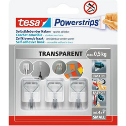 Tesa 58620-00003-00 Κρεμαστράκια με Αυτοκόλλητο Πλαστικά Διάφανα 3τμχ