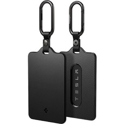 Spigen - Holder Case Air Fit (ACP07175) για Tesla Key Cards, 2x Καραμπίνερ, 4x Προστατευτική Μεμβράνη, Άνοιγμα Λογότυπου - Μαύρο (2 Pack)