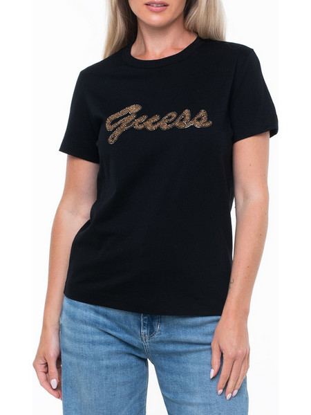 GUESS SS CN BEADS SCRIPT TEE ΜΠΛΟΥΖΑ ΓΥΝΑΙΚΕΙΟ W6YI29K4348-JBLK Black