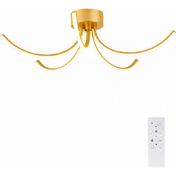 VenCore Vento Gold 7741-20048 - Μοντέρνο Φωτιστικό Οροφής Πλαφονιέρα LED 45W Χρυσό Αλουμίνιο με Ρυθμιζόμενο CCT Λευκό - Ημέρας - Θερμό & Χειριστήριο - Φ53 x Υ16cm