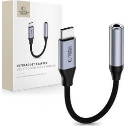 Προσαρμογέας DAC Tech-Protect Ultraboost USB-C σε Mini Jack 3.5mm - σκούρο γκρι Γκρι