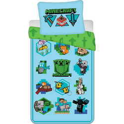 Minecraft Icons Σετ Παπλωματοθήκης με Μαξιλαροθήκη 140x200, 70x90 εκ