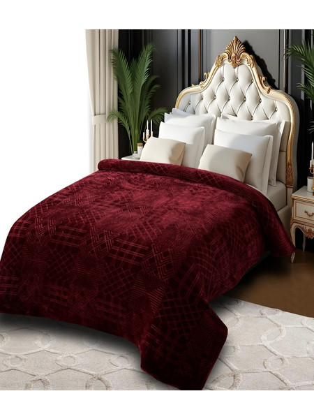 1+1 ΔΏΡΟ ΑΝΆΓΛΥΦΗ ΔΙΠΛΉ ΚΟΥΒΈΡΤΑ 220x240CM ΜΠΟΡΝΤΟ - 3KG + ΚΟΥΒΈΡΤΑ ΔΏΡΟ