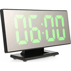 Καθρέφτης - Ρολόι με Οθόνη LED, Ξυπνητήρι, Ημερολόγιο, Θερμόμετρο + Συγκράτηση Μνήμης - LED Mirror Clock USB