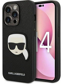 Karl Lagerfeld Saffiano Karl`s Head Patch Back Cover Black (iPhone 14 Pro)