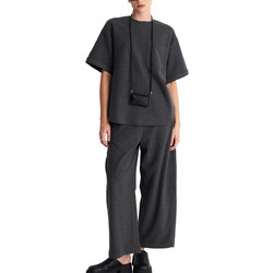 Μπλούζα Κοντομάνικη Ale Oversized Με Τσαντάκι Λαιμού 8923804-GREY Γυναικείο