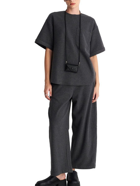 Μπλούζα Κοντομάνικη Ale Oversized Με Τσαντάκι Λαιμού 8923804-GREY Γυναικείο