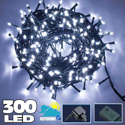 Bakaji 300 Χριστουγεννιάτικα Λαμπάκια LED σε Σειρά Εξωτερικού Χώρου Ψυχρά Λευκά 01827043