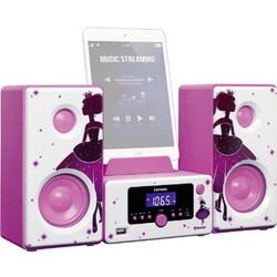 Lenco MC-020 Ηχοσύστημα Hi-Fi 2.0 10W με Digital Media Player και Bluetooth Pink
