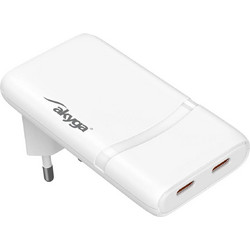Akyga AK-CH-32 Φορτιστής χωρίς Καλώδιο με 2 Θύρες USB-C 65W Power Delivery & Quick Charge 4+ White