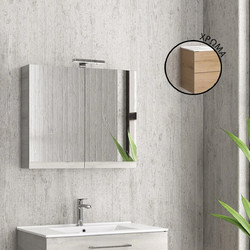 Karag Elvezia 8502 New Collection Ορθογώνιος Καθρέπτης Μπάνιου με Ντουλάπι & Υποδοχή Λαμπτήρα Ξύλινος Oak 75x13x60cm NMI758502