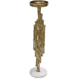 Liberta REED 42,5 ΚΗΡΟΠΗΓΙΟ 10x10x43cm ΑΛΟΥΜΙΝΙΟ ΧΡΥΣΟ ANTIQUE ΛΕΥΚΟ ΜΑΡΜΑΡΟ 027937