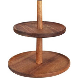 Excellent Houseware Διώροφη Πιατέλα Σερβιρίσματος Ορντεβιέρα από Ξύλο Ακακίας Ύψους 23 cm