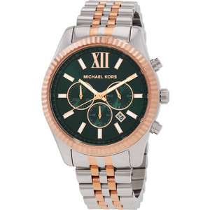 Michael Kors Lexington Ανδρικό Ρολόι Χρονογράφος με Ασημί-Ροζ Χρυσό Μπρασελέ και Πράσινο Καντράν MK9265 Michael Kors Lexington Ανδρικό Ρολόι Χρονογράφος με Ασημί-Ροζ Χρυσό Μπρασελέ και Πράσινο Καντράν MK9265