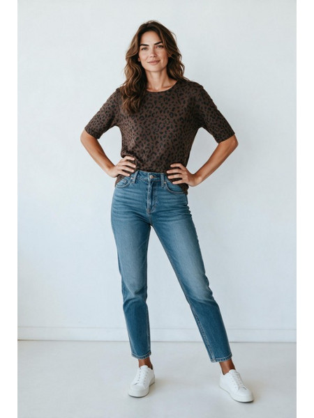 Desiree 90.45688 Κοντομάνικη μπλούζα animal print καφέ