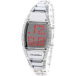 Chronotech Ψηφιακό Γυναικείο Ρολόι με Ασημί Μεταλλικό Μπρασελέ CT7122LS-08M