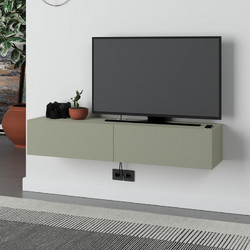 Έπιπλο τηλεόρασης επιτοίχιο Francy Megapap χρώμα ash green 135x31,7x25εκ. - MEGAPAP - 0273545