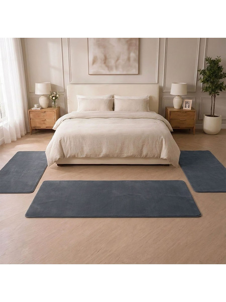 Σετ Κρεβατοκάμαρας 3τμχ Shaggy Soft Touch Σκούρο Γκρί (2x70x130 + 1x70x200cm) J03-DARKGRAY-SET