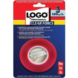 Logo Αυτοκόλλητη Ταινία Διπλής Όψης Διάφανη 19mm x3m