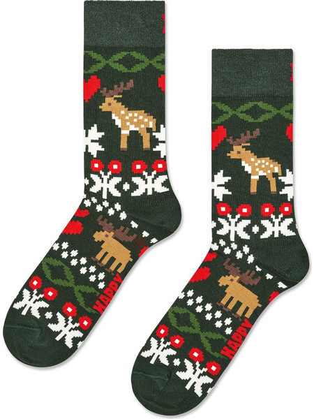 Happy Socks Fair Isle Reindeer Love Πράσινο Ανδρικές Κάλτσες