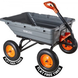 VEVOR Garden Dump Cart, 680kg Poly Dump Cart, Garden Carts Dumps Wagon with 90 Quick-Dumps Mechanism, Adjustable Handle, 270 Flexible Rotating Bearings, Yard Wagon for Plants, Soil, Crops