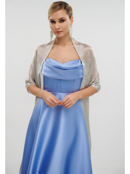 For You Fashion Γυναικεία Εσάρπα Δίχτυ Με Κρόσια Ασημί