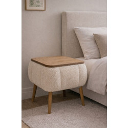 Nightstand Lina Beige Fabric: Polyester / Teddy 50x40x45 cm
