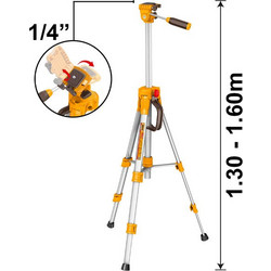 INGCO HLLT01586 Τρίποδο Αλουμινίου για Laser 1/4 με Σπαστή Κεφαλή 1,30-1,60m