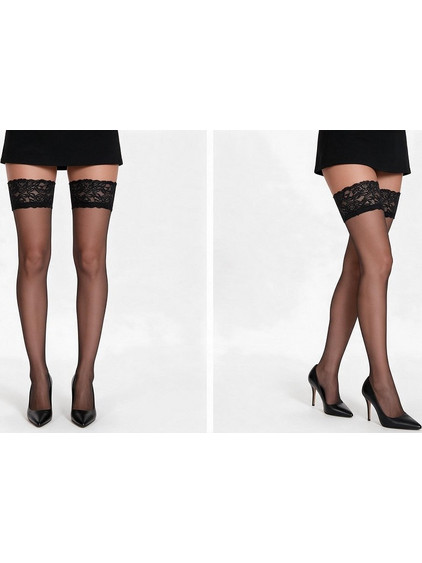 Black semi-sheer 20 DEN hold-up stockings- 10RP6831