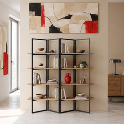 Pakoworld Strake Βιβλιοθήκη Φυσικό-Μαύρο 140x30x160cm