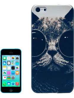Θήκη για iPhone 5C με σχέδια ζώων, παγωμένο μαύρο χρώμα στην πλάτη, πολύχρωμη σχεδίαση, πλαστικό υλικό. (OEM)