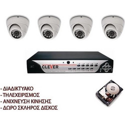 Καταγραφικό DVR 4 CH πακέτο με 4 κάμερες Dome νυχτερινής λήψης και 500GB HDD SATA