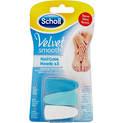 Dr. Scholl's Velvet Smooth Nail Care Heads Ανταλλακτικές Κεφαλές Ηλεκτρικού Συστήματος Περιποίησης Νυχιών 3 Τεμάχια