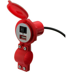 Motorcycles Waterproof USB Mobile Phone Charger with Switch Color Red