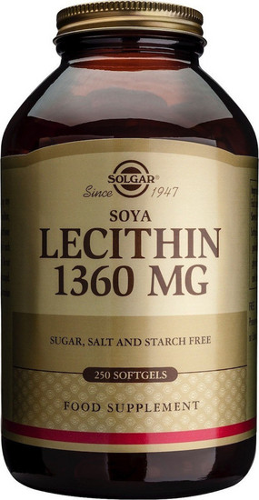 Solgar Lecithin 1360mg 250 Μαλακές Κάψουλες