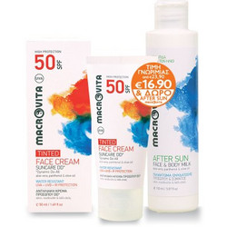 Macrovita Αντιηλιακή Κρέμα Προσώπου με Χρώμα SPF50 50ml & After Sun 150ml