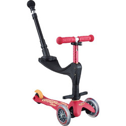 Micro Mini 3 In 1 Deluxe Plus Rubin Αναδιπλούμενο Παιδικό Πατίνι Τρίτροχο με Κάθισμα & Φωτάκια Ροζ
