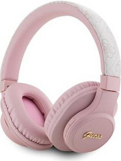 Guess PU Leather 4G Tone On Script Ασύρματα Bluetooth Ακουστικά On Ear Ροζ
