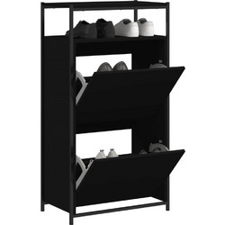 vidaXL Παπουτσοθήκη Ξύλινη Μαύρη Μ60xΠ34xΥ112cm 840029