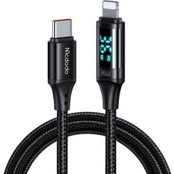 Mcdodo CA-1030 Braided LED USB-C to Lightning Cable 1.2m Black 6921002610308