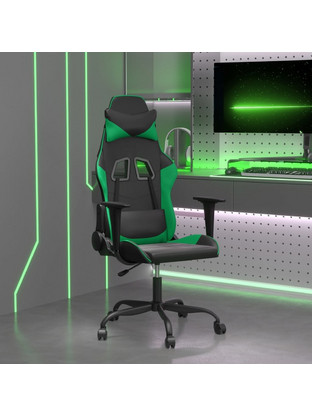 vidaXL Καρέκλα Gaming Δερματίνης με Ρυθμιζόμενα Μπράτσα Πράσινη Μαύρη 3143644