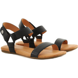 UGG Rynell Δερμάτινα Γυναικεία Σανδάλια Μαύρα 1117284-BLLE